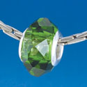 B1509 tlf - Emerald Green Faceted - Glass Large Hole Bead (6 per package)