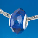 B1511 tlf - Sapphire Blue Faceted - Glass Large Hole Bead (6 per package)