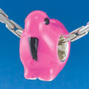 B1529 tlf - Hot Pink Flamingo - Silver Plated Large Hole Bead (2 per package)