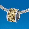 B1530 tlf - Two Tone Celtic Knot Band - Im. Rhodium and Gold Plated Large Hole Bead (6 per package)