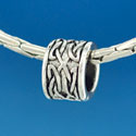 B1531 tlf - Silver Celtic Knot Band - Im. Rhodium Plated Large Hole Bead (6 per package)