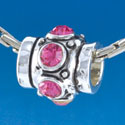 B1535 tlf - Six Hot Pink Swarovski Crystal Barrel with Shoulders - Im. Rhodium Plated Large Hole Bead (2 per package)