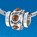 B1537 tlf - Six Brown Swarovski Crystal Barrel with Shoulders - Im. Rhodium Plated Large Hole Bead (2 per package)