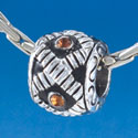 B1544 tlf - Diagonal Banded Barrel with Brown Swarovski Crystals - Im. Rhodium Plated Large Hole Bead (2 per package)