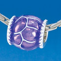 B1548 tlf - Translucent Purple Giraffe Animal Print - Silver Plated Large Hole Bead (2 per package)