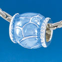 B1549 tlf - Translucent Blue Giraffe Animal Print - Silver Plated Large Hole Bead (2 per package)