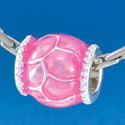 B1551 tlf - Translucent Hot Pink Giraffe Animal Print - Silver Plated Large Hole Bead (2 per package)