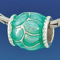 B1552 tlf - Translucent Teal Giraffe Animal Print - Silver Plated Large Hole Bead (2 per package)