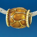 B1556 tlf - Translucent Brown Giraffe Animal Print - Gold Plated Large Hole Bead (2 per package)