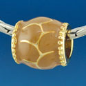 B1557 tlf - Tan Giraffe Animal Print - Gold Plated Large Hole Bead (2 per package)