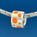 B1572 tlf - Orange Polka Dots Band - Silver Plated Large Hole Bead (6 per package)
