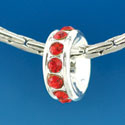 B1600 tlf - 12 Light Siam Red Swarovski Crystal Rondelle - Silver Plated Large Hole Bead (2 per package)