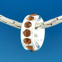 B1603 tlf - 12 Smoked Topaz Brown Swarovski Crystal Rondelle - Silver Plated Large Hole Bead (2 per package)