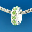 B1605 tlf - 12 Lime Green Peridot Swarovski Crystal Rondelle - Silver Plated Large Hole Bead (2 per package)