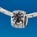 B1613 tlf - Black Spider on Web - Im. Rhodium Plated Large Hole Bead (6 per package)