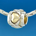 B1620 tlf - Silver X with Gold Heart - Im. Rhodium & Gold Plated Large Hole Bead (2 per package)