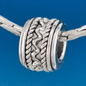 B1623 tlf - Zig Zag with Braid - Im. Rhodium Plated Large Hole Bead (6 per package)