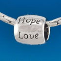 B1627 tlf - Love, Faith, Pray, Peace, Joy, Hope - Im. Rhodium Plated Large Hole Bead (6 per package)