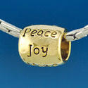 B1628 tlf - Love, Faith, Pray, Peace, Joy, Hope - Gold Plated Large Hole Bead (6 per package)