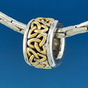 B1643 tlf - Celtic Knot Trinity Band - Im. Rhodium & Gold Plated Large Hole Bead (6 per package)