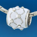 B1646 tlf - White Weave with Clear Swarovski Crystals - Im. Rhodium Plated Large Hole Bead (2 per package)