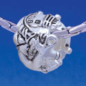 B1762 tlf - Seaside Scene - Lighthouse, Ship Wheel, Anchor - Silver Plated Large Hole Bead (6 per package)