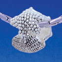 B1764 tlf - Seaside Scene - Sea Shells - Silver Plated Large Hole Bead (6 per package)