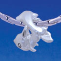 B1766 tlf - Seaside Scene - Dolphins - Silver Plated Large Hole Bead (6 per package)