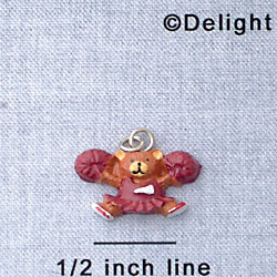 7019 - Cheerleader Bear Maroon - Resin Charm (12 per package)