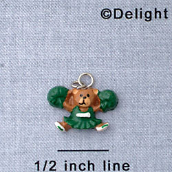 7020 - Cheerleader Bear Green - Resin Charm (12 per package)