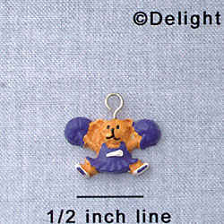 7021 - Cheerleader Bear Purple - Resin Charm (12 per package)