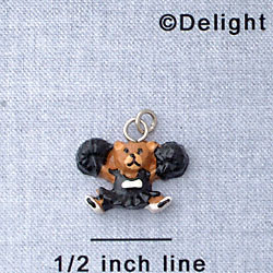 7023 - Cheerleader Bear Black - Resin Charm (12 per package)