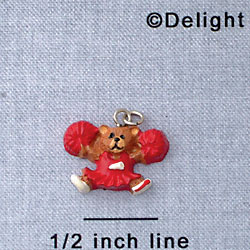 7025 - Cheerleader Bear Red - Resin Charm (12 per package)