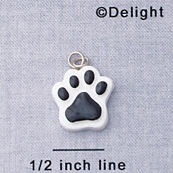 7047 - Paw Black - Resin Charm (12 per package)