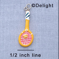 7065 - Tennis Racquet Yellow - Resin Charm (12 per package)