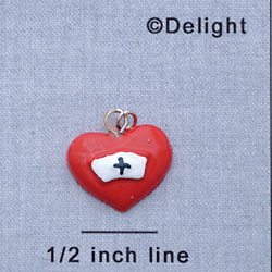 7091 - Heart Nurse Hat - Resin Charm (12 per package)