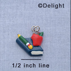 7105 - Apple Book Pencil Collage - Resin Charm (12 per package)