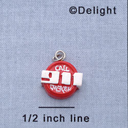 7126 - Emergency 911 Red - Resin Charm (12 per package)