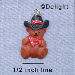 7256 - Cowboy Bear - Resin Charm (12 per package)