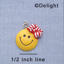 7313 - Smiley Face Red Hair bow - Resin Charm (12 per package)