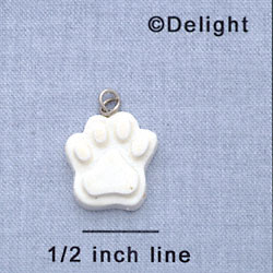 7350 - Paw White - Resin Charm (12 per package)