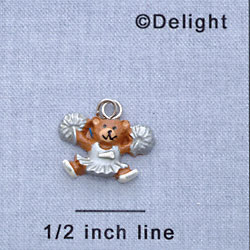 7352 - Cheerleader Bear Silver - Resin Charm (12 per package)