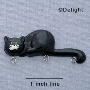 7360 - Cat Black Laying - Resin Charm Holder (12 per package)