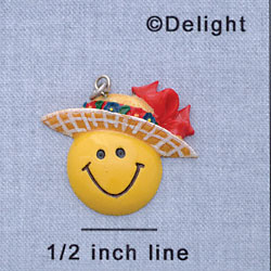 7373 - Smiley Face Bonnet - Resin Charm (12 per package)