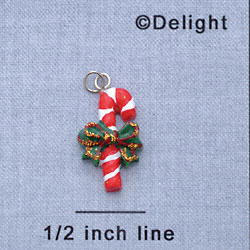 7410* - Candy Cane Bow Green - Resin Charm (Left & Right) (12 per package)