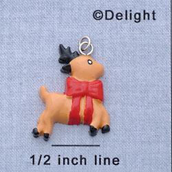 7412* - Reindeer Brown Red - Resin Charm (12 per package)
