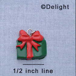 7424 - Present Green Red Bow - Resin Charm (12 per package)