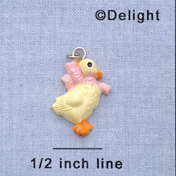 7500 - Duck Pink Bow - Resin Charm (12 per package)