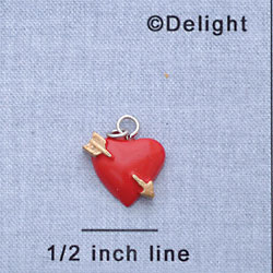 7515* - Heart Red Arrow Gold - Resin Charm (Left & Right) (12 per package)