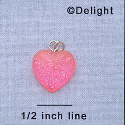 7517 - Heart Glitter Pink - Resin Charm (12 per package)